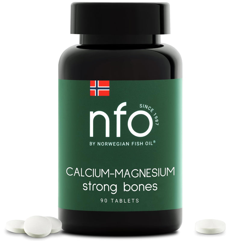 NFO Calcium-Magnesium [90 Tablets] Norwegian Fish Oil Natural Complex with a high Dosage of Calcium and Magnesium Minerals and Vitamins K and D to Strengthen Bones and Teeth