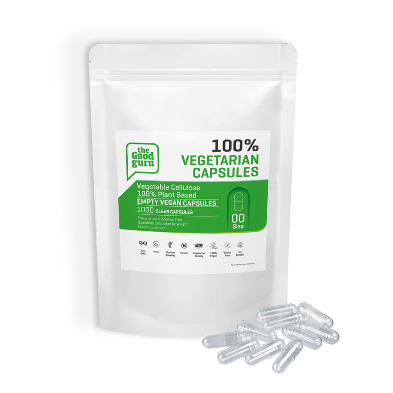 Vegetarian Empty Clear Capsules - Size 00-1000 Count - Vegan Plant Based Capsule Compatible with Capsule Filling Machine (Transparent)