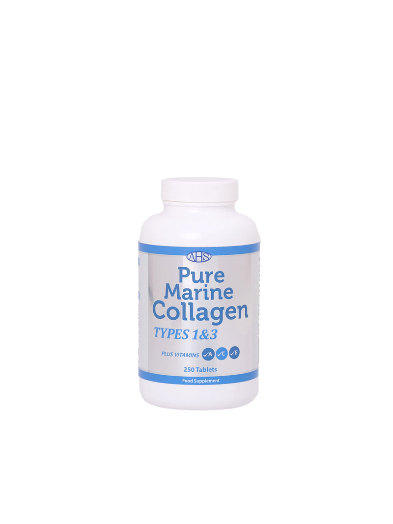 AHS Pure Marine Collagen Tablets, Types 1 & 3, with Vitamins A, C & E, 250 Tablets, Food Supplement