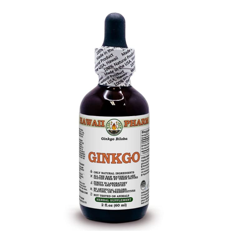 Ginkgo (Ginkgo Biloba) Powdered Leaf Alcohol-Free Liquid Extract Glycerite 60 ml 60 ml (Pack of 1)