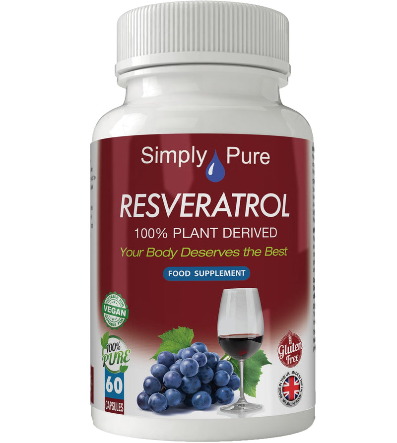 Resveratrol 500mg | High Strength Trans-Resveratrol Supplement | 60 Vegan Capsules | Plant Derived Antioxidant | Non-GMO & Gluten Free | Daily Cellular & Longevity Support
