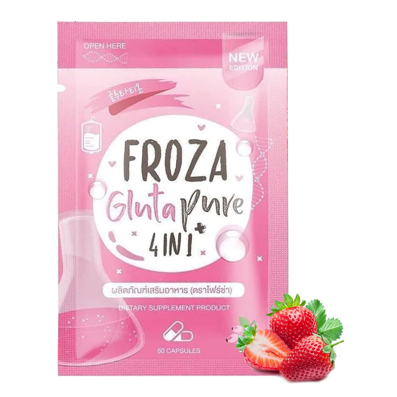 Froza Gluta Pure Natural & Organic Glutathione Coenzyme Q10 Vitamin C & Alphalipoic Acid Straberry Extract Flavoured Capsules - 60 Capsules