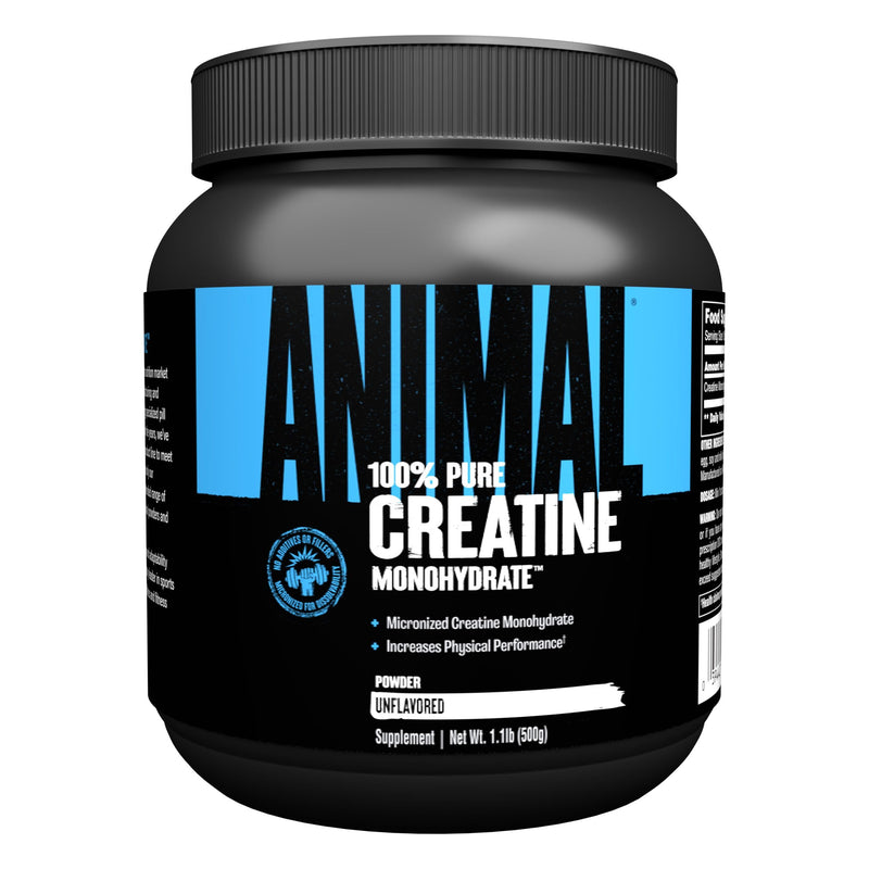 ANIMAL Pure Creatine Monohydrate – Pure, micronised Creatine Monohydrate Powder – 5 g Creatine per Serving – Easily Absorbed & unflavoured – 500 g 100 Servings (Pack of 1)