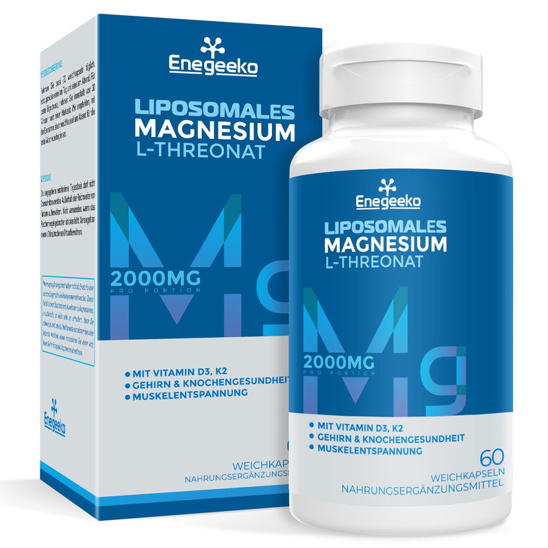 Liposomal Magnesium Softgels 2000mg - Magnesium Supplement with Vitamin D3 & K2 Non-GMO, Gluten-Free 60 Softgels ((60 Count (Pack of 1))) (60 Count (Pack of 1))