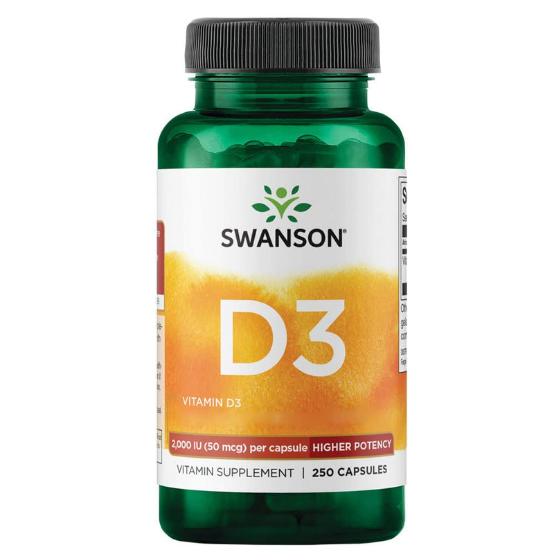 Swanson, Vitamin D3 50mcg (2000 IU), Depot, 1 Capsule Every 2 Days, 250 Capsules, Highly Dosed, Soy Free, Gluten Free, GMO Free 250 count (Pack of 1)