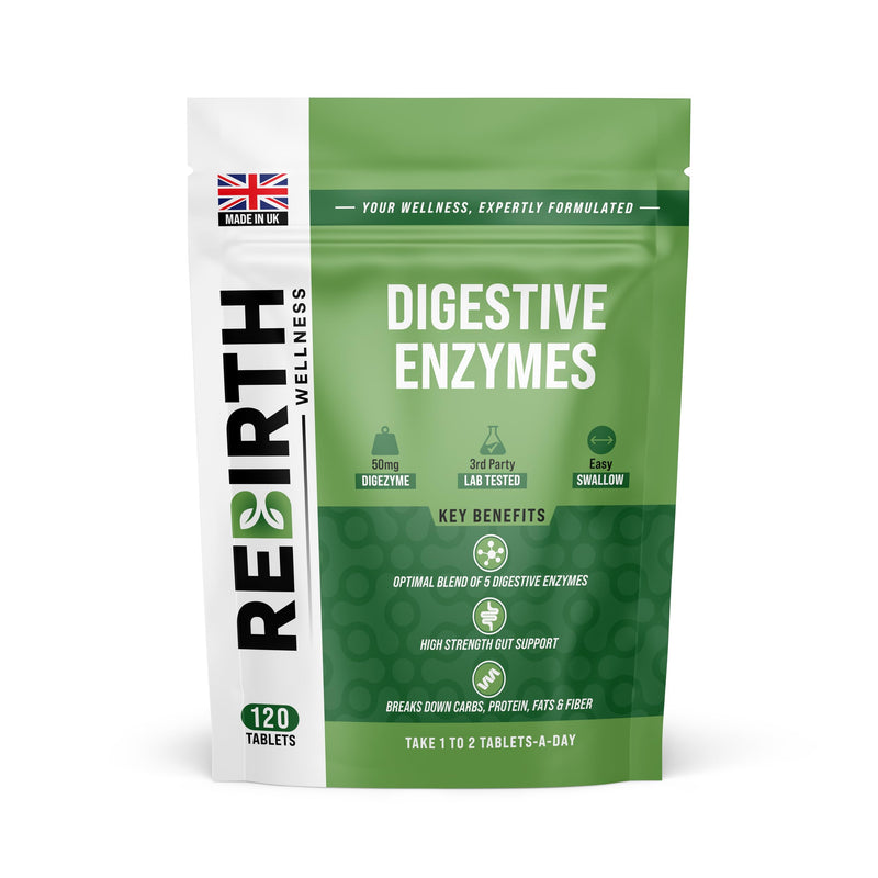 Digestive Enzyme Supplements - 120 Tablets for Optimal Gut Health - Contains DigeZyme, Lactase, Protease - Promotes Healthy Digestion, Essential Digestive Enzymes - UK Made, Vegan