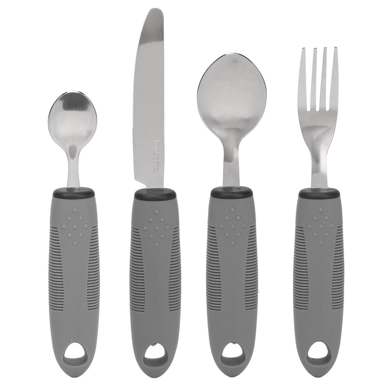 Adaptive Utensils, Non Slip Handles, Weighted Utensils for Hand Tremors, Arthritis, Parkinsons or Elderly Use, Stainless Steel Knife, Fork, Spoons, Easy Grip Cutlery for Adults