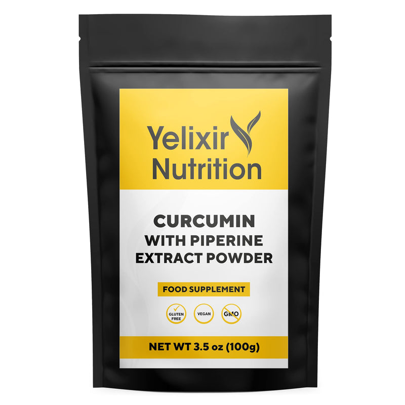 95% Curcumin Extract with Piperine Extract Powder 100 gram, High Strength Turmeric Curcumin 95% and Black Pepper Piperine, Maximum Absorption, Join Support