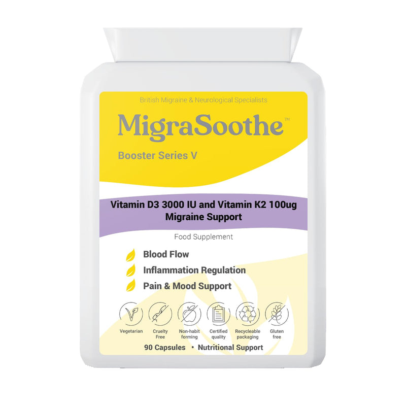 Booster Vitamin D3 Vitamin K2 MK7 Complex for migraine Relief 2-3 Months Supply (90) 90