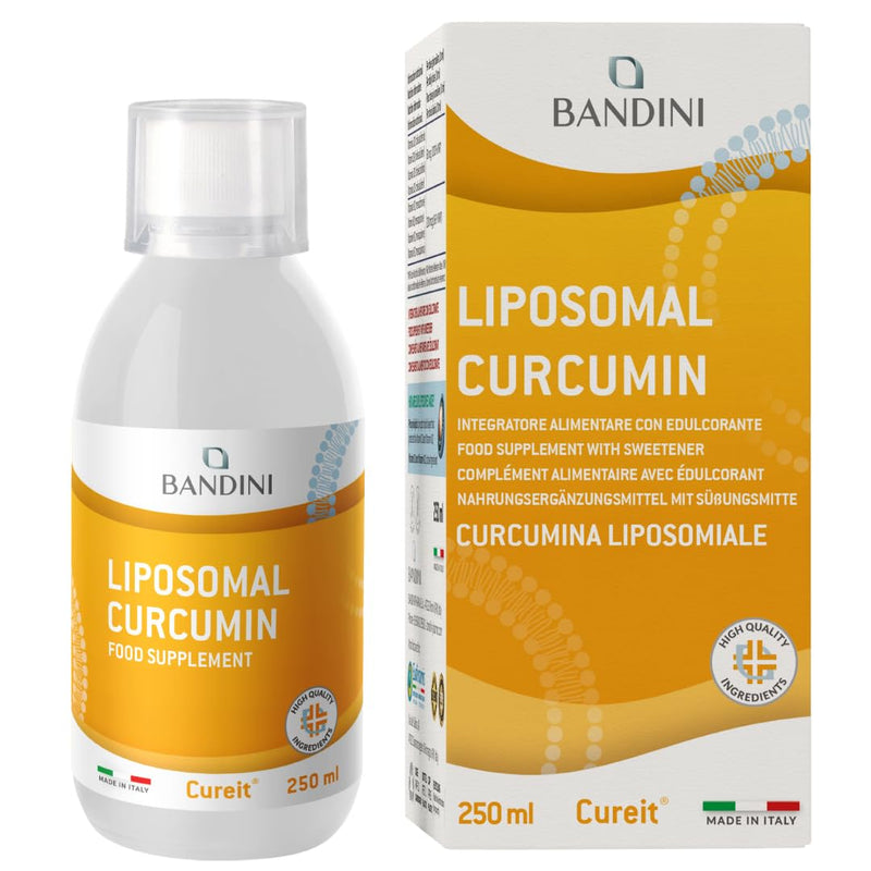 Bandini® Liposomal Curcumin Cureit® 250ml Bottle | 200mg of Curcumin per Daily dose | Highly Bioavailable & High Strength Supplement | Extract from Curcuma (Turmeric) | Anti-Inflammatory 100% Vegan
