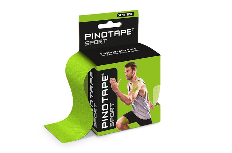 Pinotape Sport - Sensitive Tape - Light Lime - 5 cm x 5 m - Waterproof Kinesiotape - for Sensitive Skin - Latex-Free - Strong Adhesion | 2 Tapes Each 5 Metres = 10 Metres 2 Tapes je 5 Meter = 10 Meter
