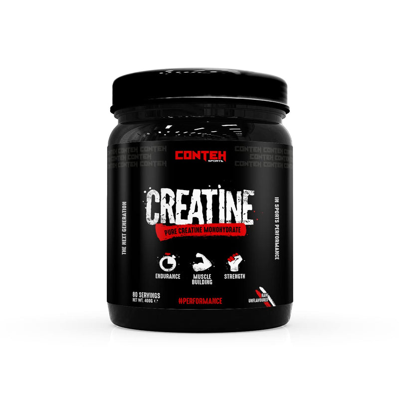 Conteh Sports Creatine Monohydrate Powder 400g - Micronised, Unflavoured - 80 Servings for Strength, Power & Recovery