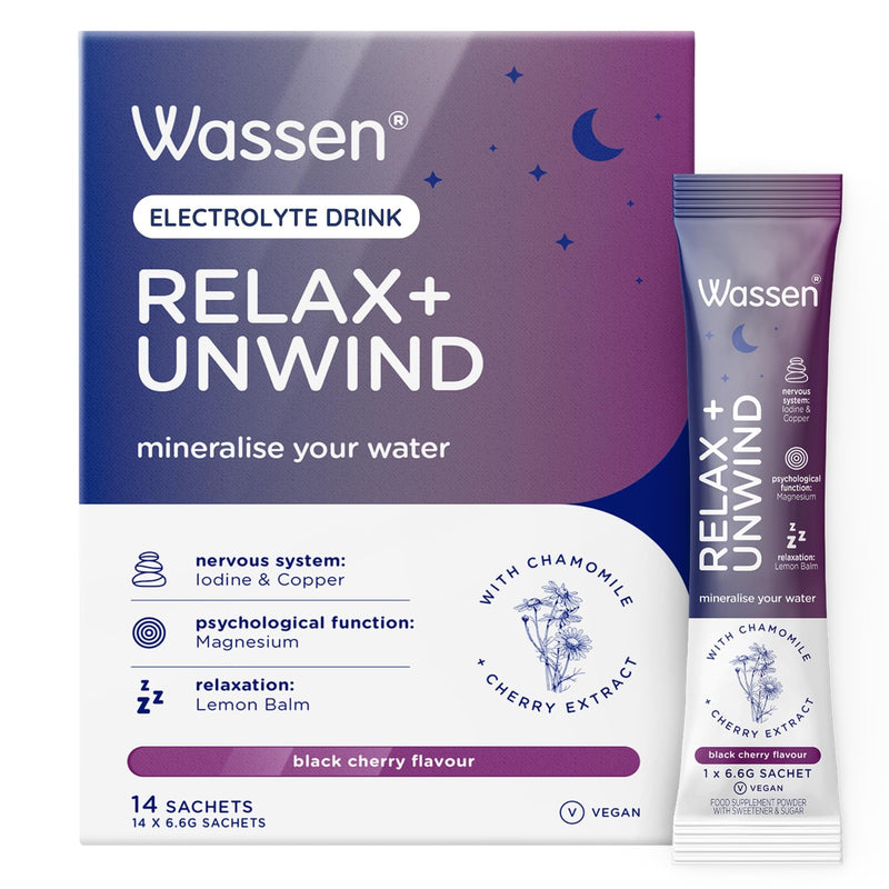 Wassen Relax & Unwind Magnesium Sachets - 14 Sachets | Lemon Balm Supplement to Help Relaxation | Vitamin Powder for Water | Magnesium to Help Psychological Function