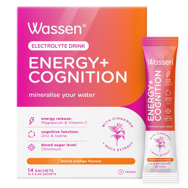 Wassen Energy & Cognition Energy Supplements - 14 Sachets | Vitamin C Sachets | Vitamin Powder for Water | Magnesium Sachets & Vitamin C to Help Healthy Energy Release Energy + Cognition