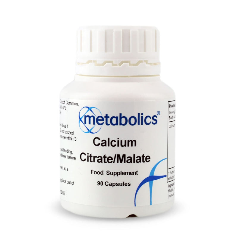 Calcium Citrate‑Malate – 90 Vegan Capsules | Highly‑Absorbable Bone, Muscle & Heart Support | Non‑Constipating, Gentle on Digestion | Additive‑Free | UK Made | Metabolics