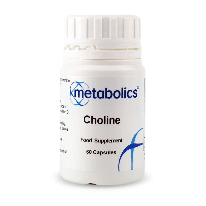 Choline 600 mg – 60 Vegan Capsules | Supports Liver Function, Fat Metabolism & Cognitive Health | Additive‑Free | UK‑Made | Metabolics