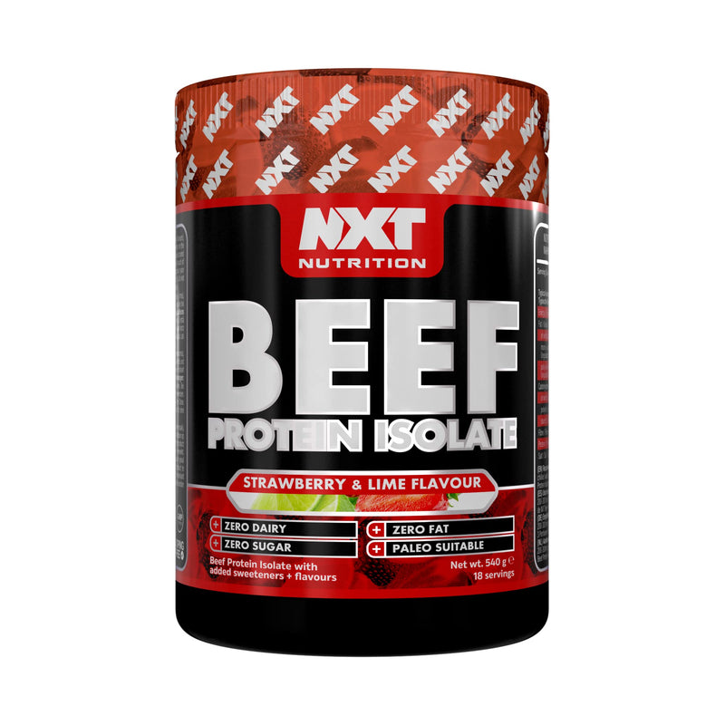 NXT Beef Protein Isolate 540g - High Protein Powder in Natural Amino Acids - Paleo, Keto Friendly - Dairy and Gluten Free | 540g (Strawberry & Lime)