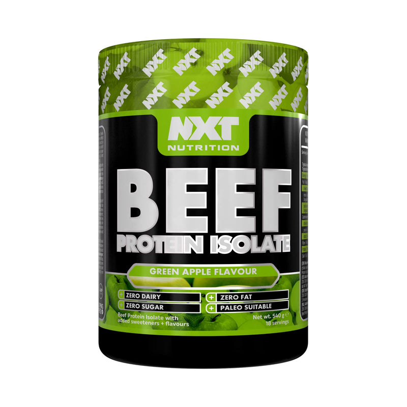 NXT Beef Protein Isolate 540g - High Protein Powder in Natural Amino Acids - Paleo, Keto Friendly - Dairy and Gluten Free | 540g (Green Apple)
