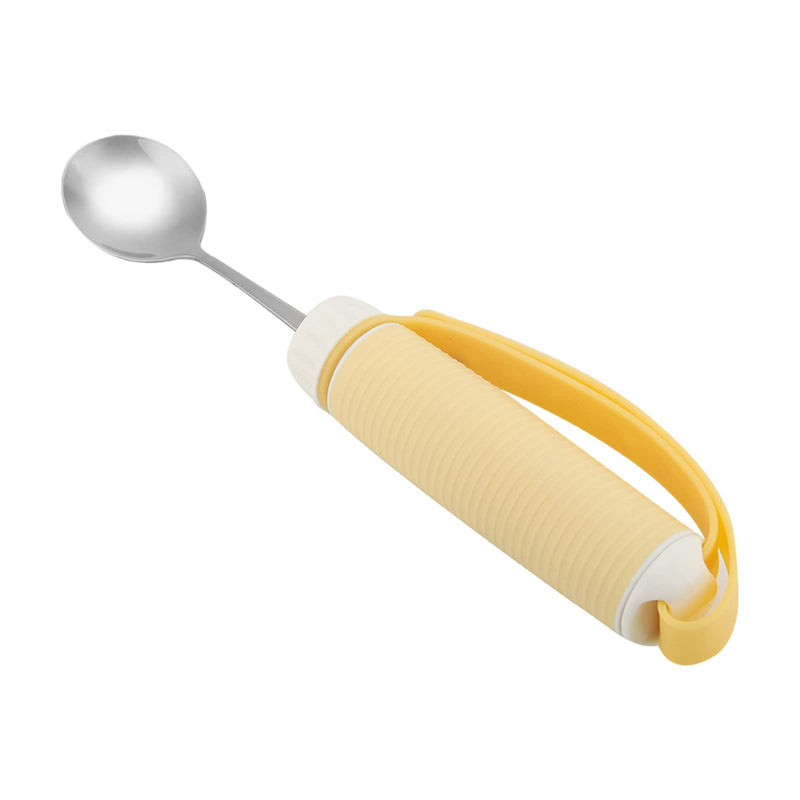 BORDSTRACT Adaptive Utensils, Flexible Fork/Spoon with Adjustable Strap, Rotatable Tip and Nonslip Handle, Eating Utensils for Parkinson’s, Arthritis, Elderly, Disabled(Spoon)