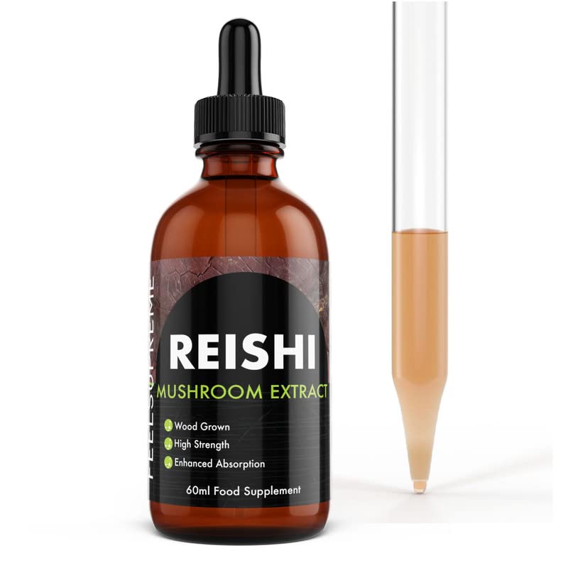 Reishi Mushroom Extract Liquid 60ml – 10:1 Dual Extract Full Fruiting Body Supplement – Immune Support, Sleep & Stress Support, Gut Health, Energy Levels – Antioxidant Tincture
