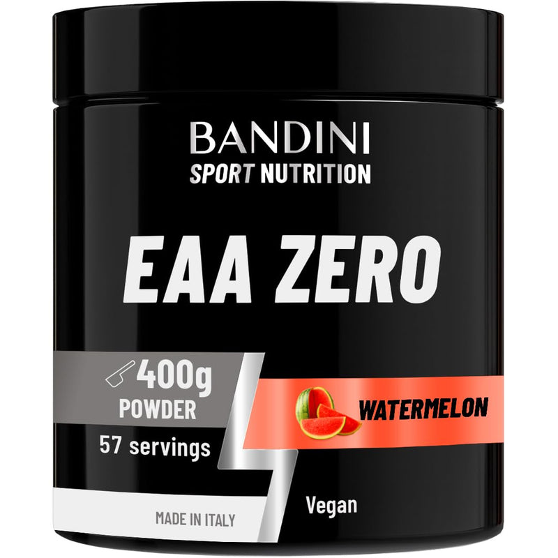 Bandini® EAA Essential Amino Acids | 400 g Powder | 9 Fermented Essential Aminoacids EAAs + BCAAs 2.1.1 & Vitamin B6 | Muscle Growth & Recovery | Intra, Pre & Post Workout | Vegan, Watermelon Flavour 57 Portions (Lot de 1)