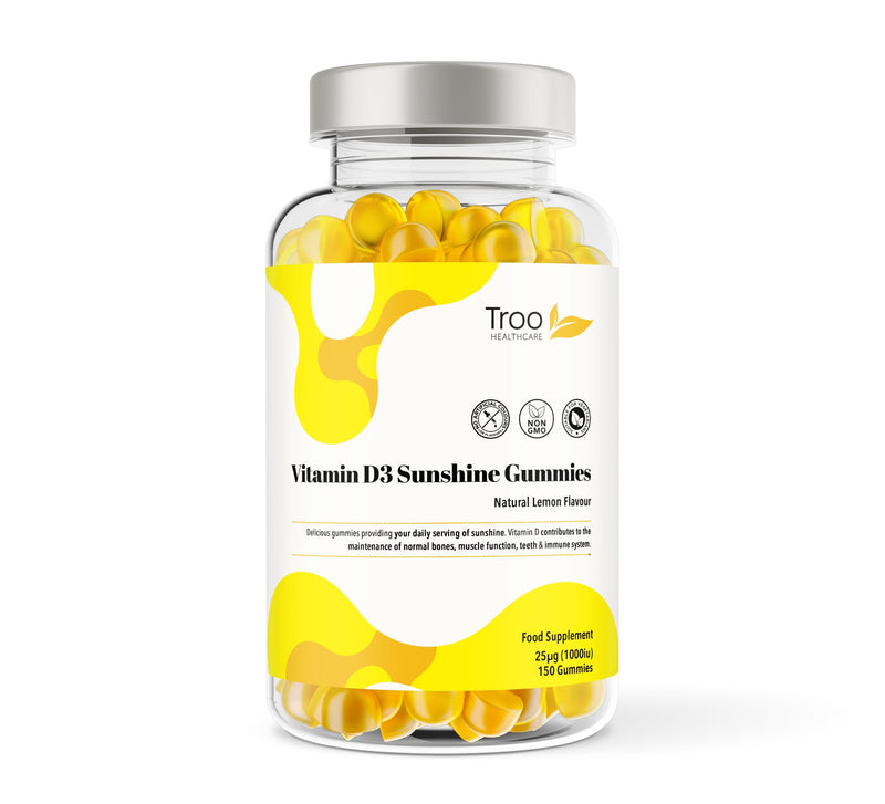 Troo Health Care Vitamin D3 Gummies (1000iu) - Natural Lemon Flavoured - 150 Count for Teens & Adults - 5 Month Supply - Non-GMO, Supports Immune Function, Bone & Teeth Health 150 count (Pack of 1)
