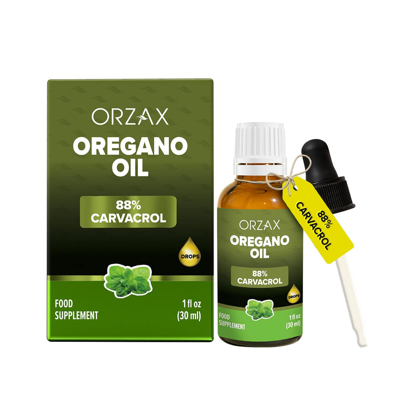 Orzax Oregano Oil Drops, 1 Fl Oz (30 ml), Wild Oregano Oil with 88% Carvacrol, Helps Immune Support, 200 Day Supply