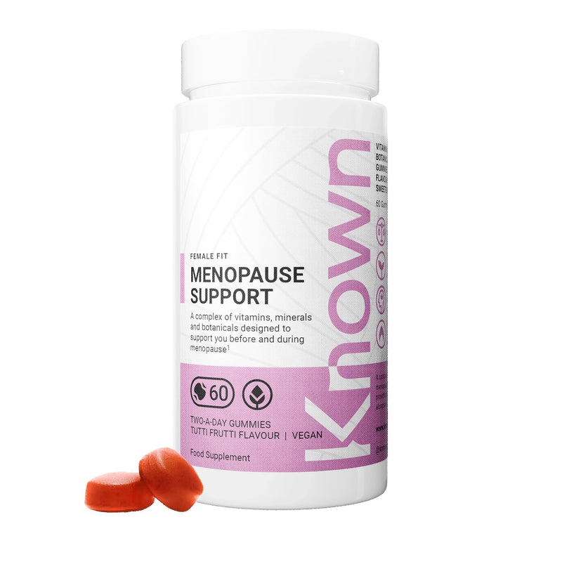 Known Menopause Support Gummies – Tutti Frutti Flavour – Vegan Multivitamin Gummy Supplement with Evening Primrose Oil, Sage, Red Clover & Vitamins – Perimenopause & Postmenopause – 1 Month Supply 30 Days Supply