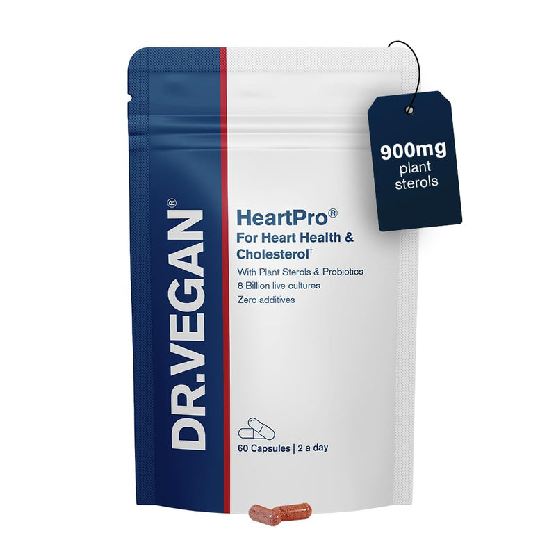 HeartPro® 900mg Plant Sterols | 8 Billion Protiotics | Supplement to Lower Cholesterol | with Ginger Root, CoQ10, Black Garlic | 60 Vegan Capsules, 2-A-Day