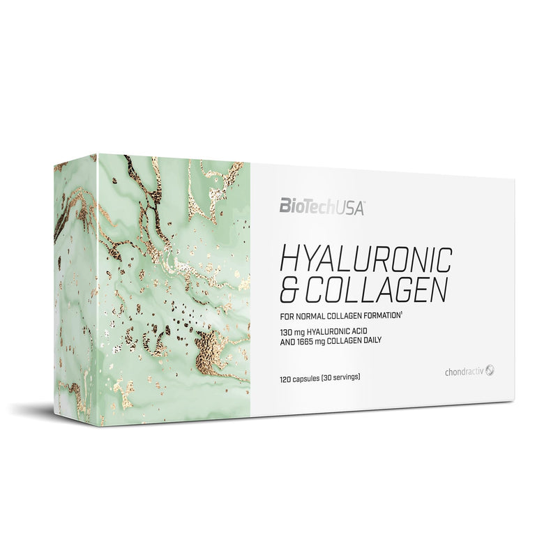 BioTechUSA Hyaluronic&Collagen, Food Supplement Capsules containing Collagen, hyaluronic Acid, Vitamins and Amino acids, 120 caps 120 count (Pack of 1)
