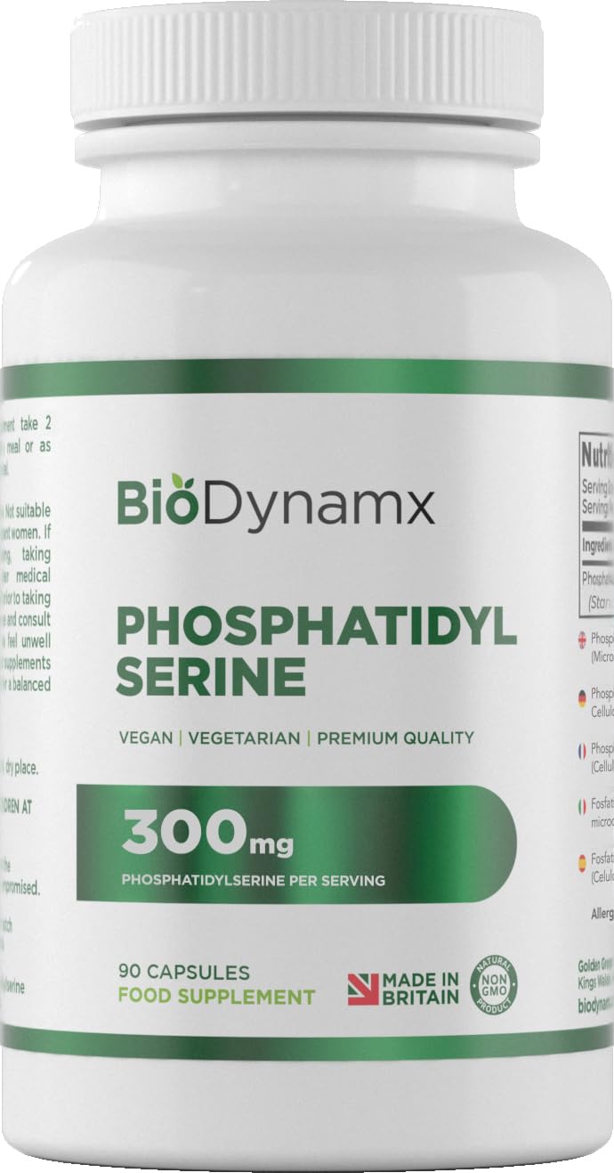 Phosphatidylserine – 300 mg Active PS, 90 Vegan Capsules (45 Day Supply) – High-Strength Brain & Focus Support, Gluten & Dairy Free, Made in UK