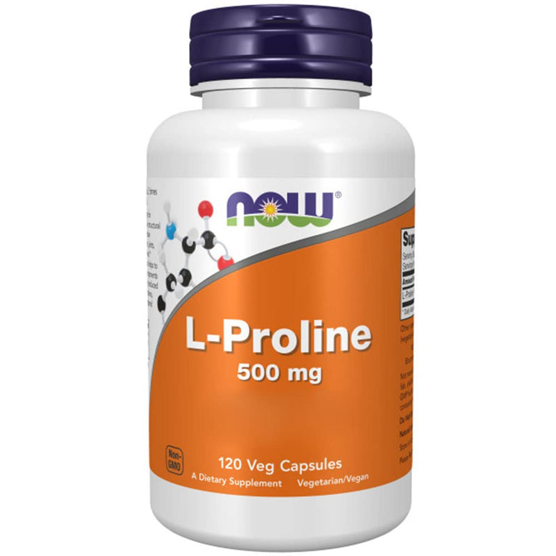Now Foods, L-Proline, 500mg, 120 Vegan Capsules, Amino Acid, Gluten Free, Vegetarian, Soy Free, Non GMO Unflavoured 120 count (Pack of 1)