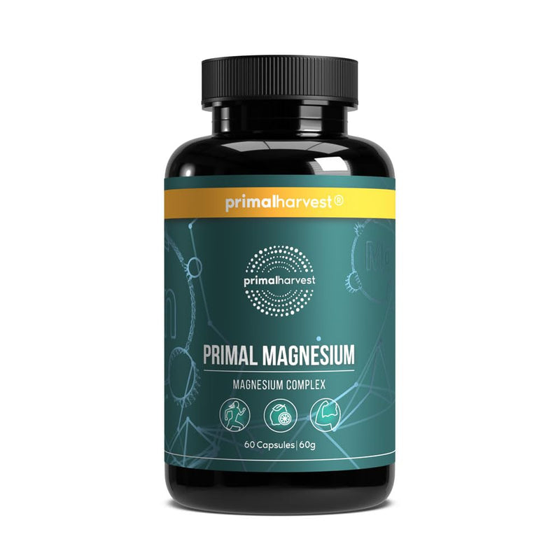 Primal Magnesium by Primal Harvest - Magnesium Supplement with Added Zinc for Men and Women, Dairy, Soy and Gluten Free, 30 Capsules