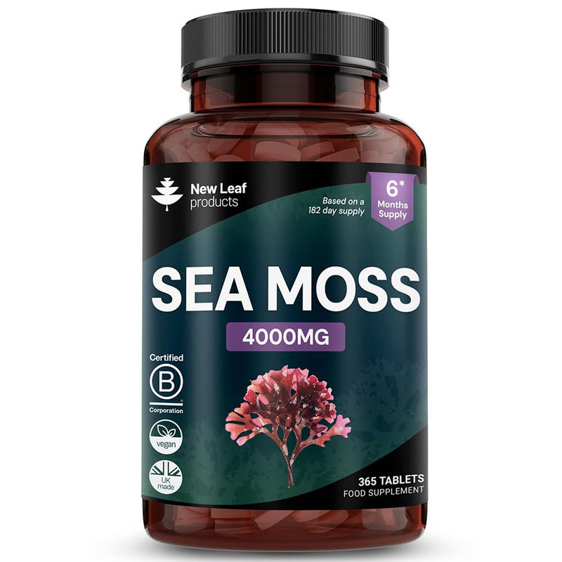 Sea Moss Tablets Extract High Strength 4000mg - Sea Moss Supplement 365 Tablets (not sea Moss Capsule) High Potency - UK Made - Vegan - Non GMO Sea Moss 365 Tablets