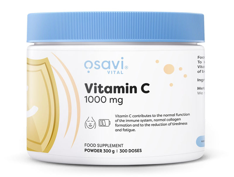 Osavi Vitamin C 1000 mg – 300 g Powder | Pure L–Ascorbic Acid | Supports Immunity, Collagen Formation & Iron Absorption | Helps Reduce Tiredness & Fatigue