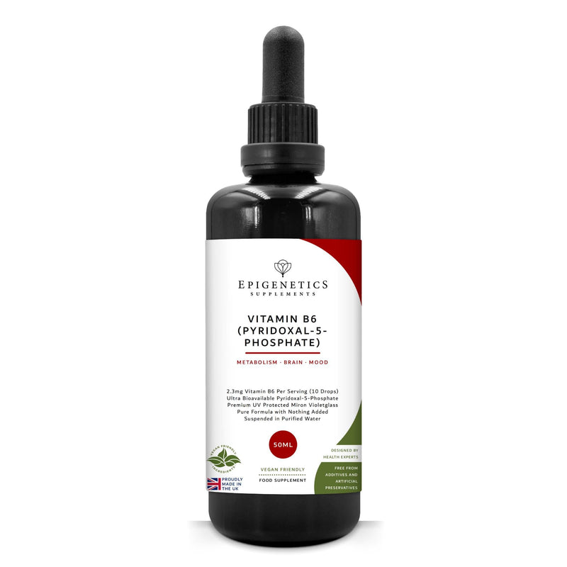 Vitamin B6 Vitamins | P5P Supplement 50ml Liquid Drops | 2 Months Supply, 66 Servings. High Strength Pyridoxal 5 Phosphate 2300mcg | UK Made & Vegan