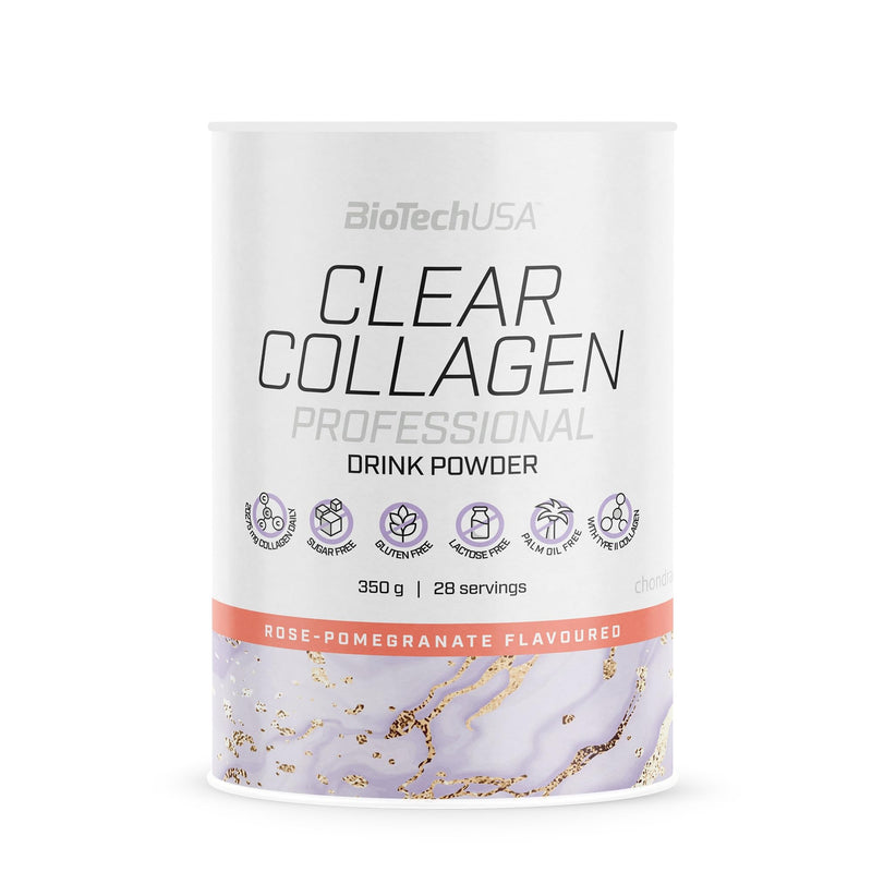 BioTechUSA Clear Collagen Professional, Flavoured Drink Powder containing hydrolysed Collagen, hyaluronic Acid, Amino acids, Vitamins, Minerals, 350 g, Rose & Pomegranate