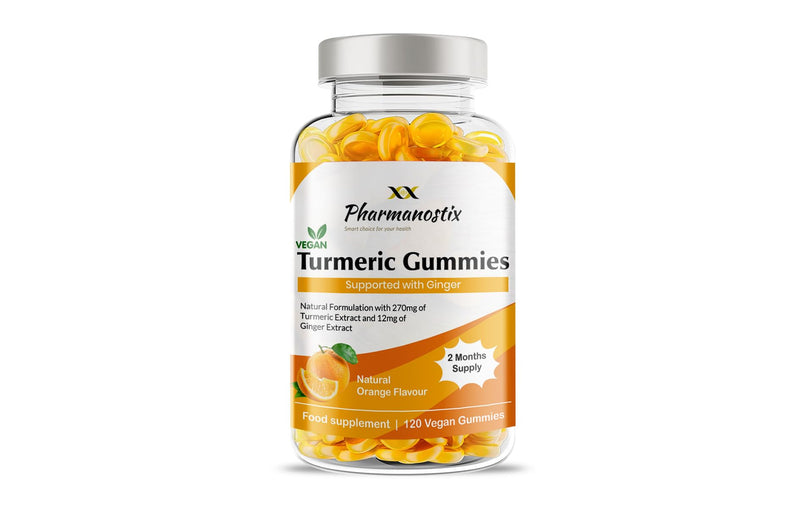 Pharmanostix Turmeric Curcumin with Ginger Vegan Gummies - Natural Orange Flavour - Delicious Daily High Strength Gummy for Adults - 13500MG Turmeric Gummies Per Daily Serving (120 Gummies) 120 count (Pack of 1)
