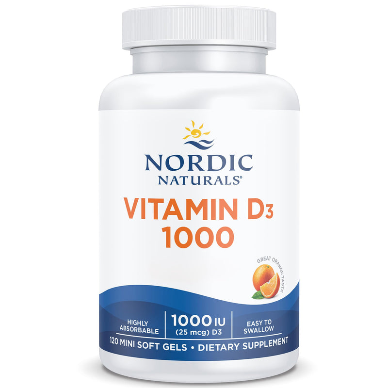 Nordic Naturals, Vitamin D3, 1000 IU, Cholecalciferol from Lanolin, Orange Flavour, 120 Softgels, Gluten Free, Soy Free, Non GMO