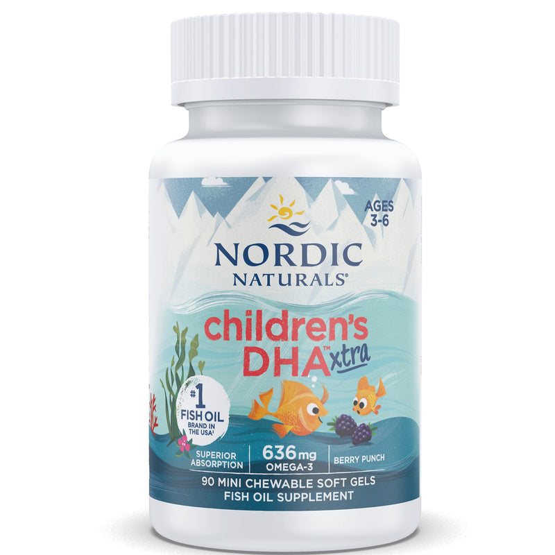 Nordic Naturals Omega 3 Children's DHA Xtra, 636mg Kids Omega 3 Fish Oil for Kids, with EPA and DHA, 90 Softgels, Lab-Tested, Vegetarian, SOYA Free, Gluten Free