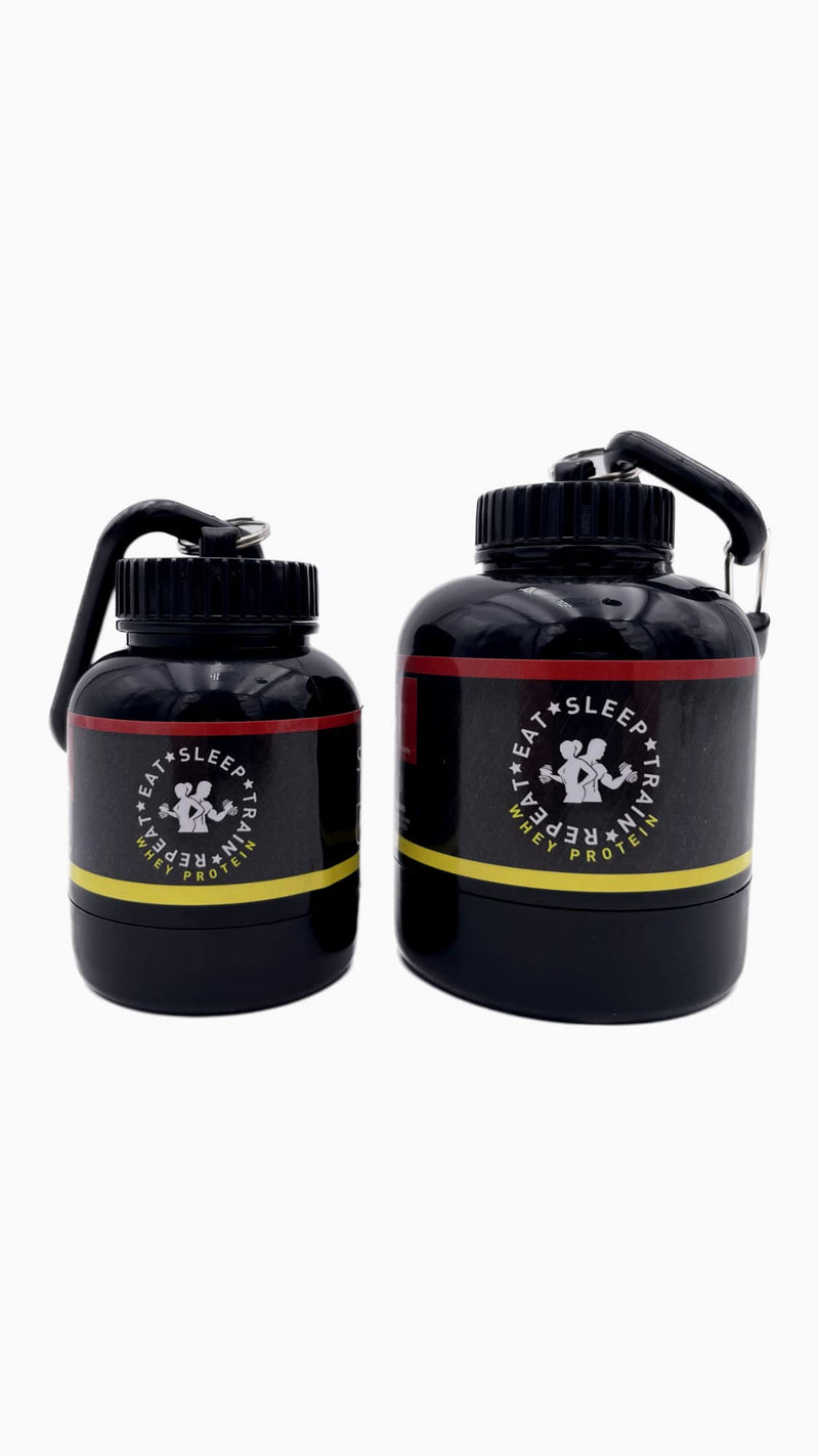 Eat Sleep Train Repeat Motivational Protein Holder, Kit 30 and 60 g, Whey Powder, Gym, Fitness