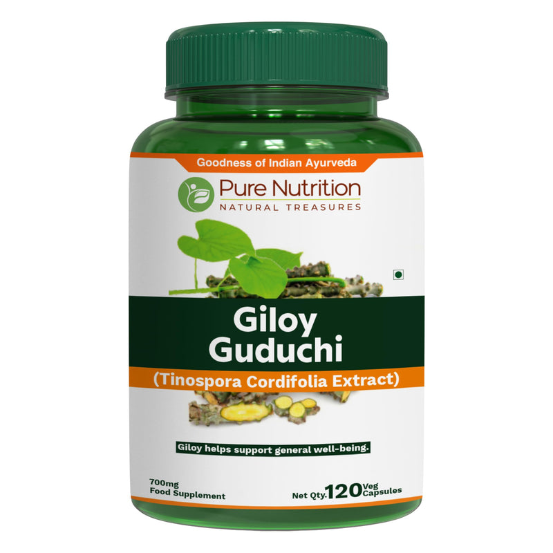 Pure Nutriton Giloy Guduchi Extract Capsule 700mg | 120 Veg Caps | Immune Health Support | 700mg Giloy Extract Equivalent to 5200mg Giloy Powder | Non GMO 120 count (Pack of 1)