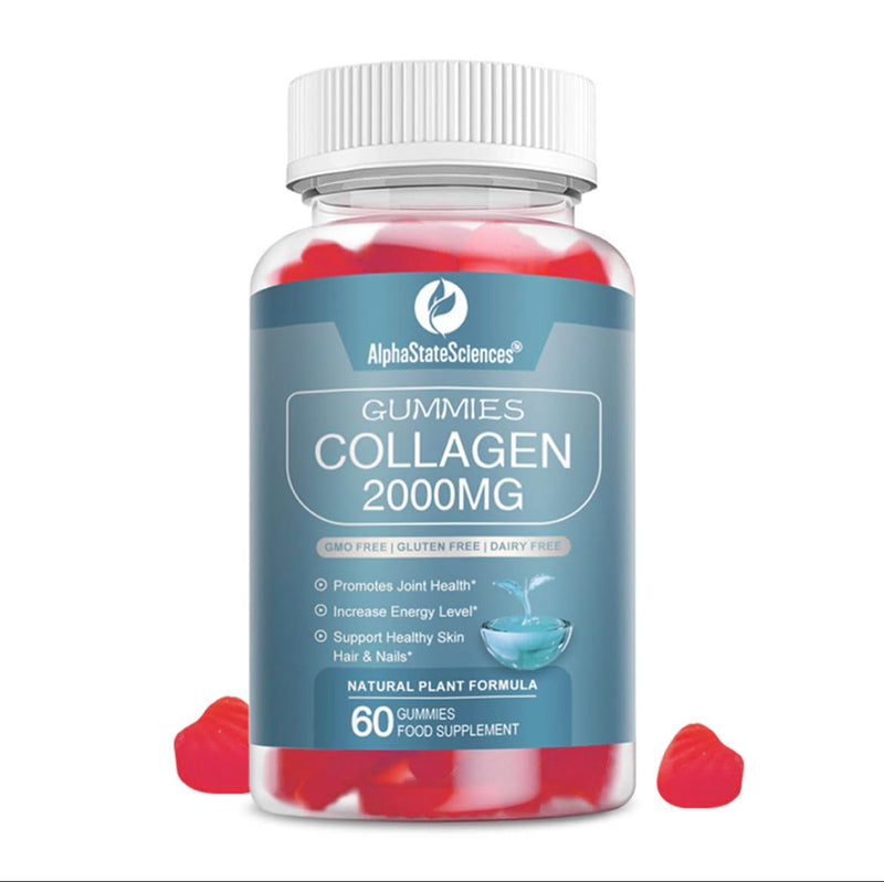 Advanced Collagen Gummies 2000mg - Promote Skin Elasticity, Hair Growth, and Joint Health - Delicious Berry Flavoured Gummy Vitamins for Youthful Radiance 60 count (Pack of 1)