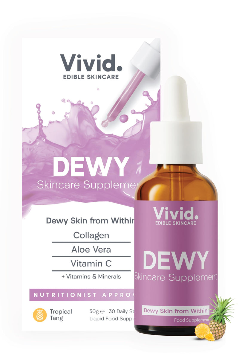 Vivid Dewy Edible Skin Supplement - for Dry Skin - Collagen, Aloe Vera, Vitamin C - 30 day serving