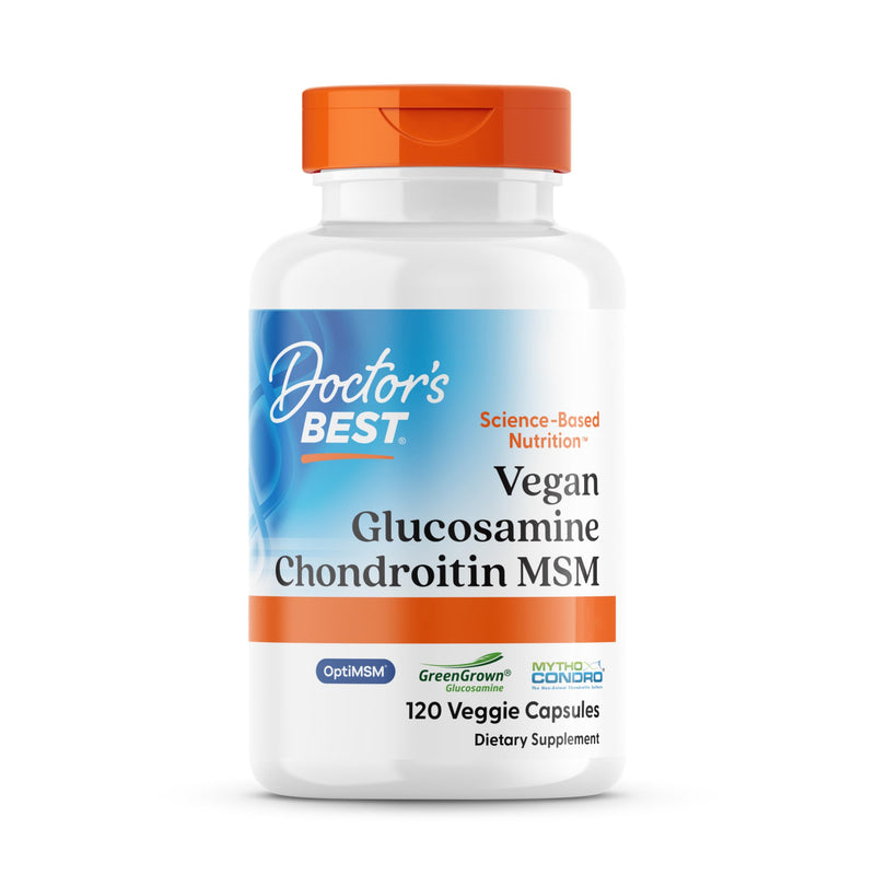 Doctor's Best, Vegan Glucosamine Chondroitin MSM, High Dose, 120 Vegan Capsules, Lab-Tested, Gluten-Free, Vegetarian, Soy-Free, Non-GMO
