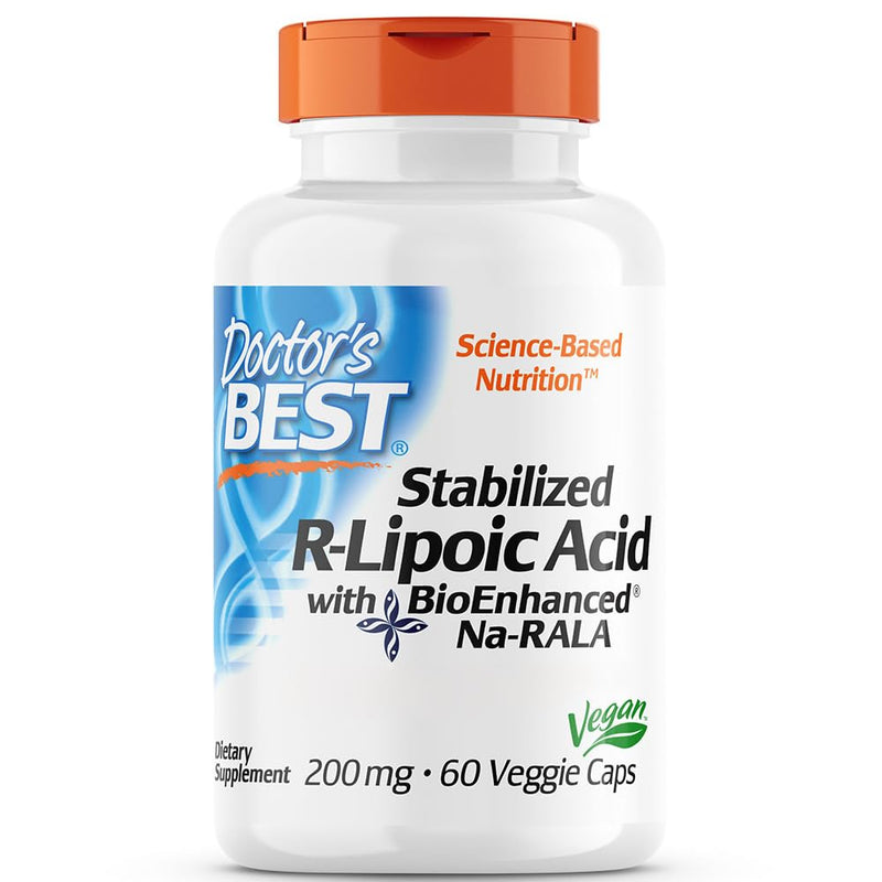 Doctor's Best, Stabilised R-Lipoic Acid, 200mg, with Biotin, 60 Vegan Capsules, Highly Dosed, Lab-Tested, Gluten-Free, Soy-Free, Vegetarian, Non-GMO