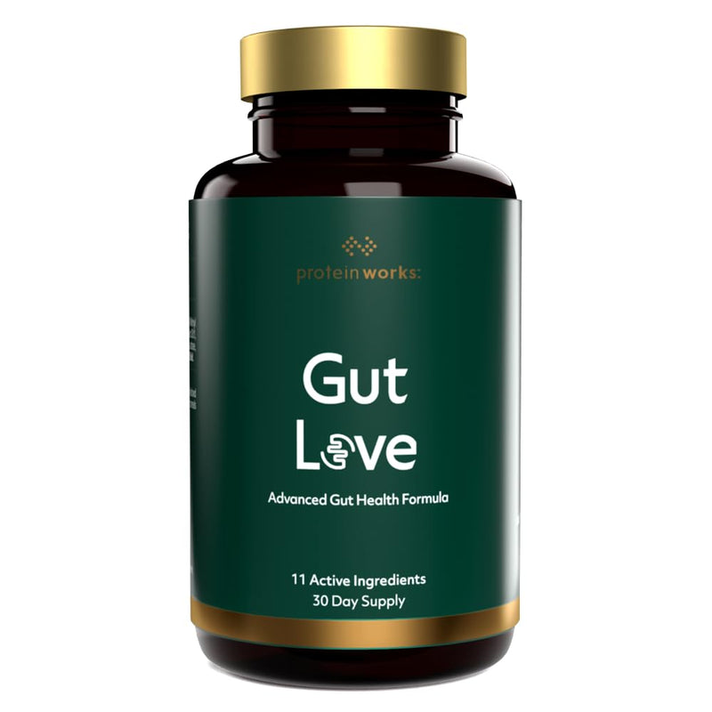 Gut Love, Science-Backed Blend of Prebiotics, Probiotics & Digestive Enzymes, 11 Active Ingredients, Added Ginger & Peppermint Extract, Supports Digestive Health, Vegan, 60 Capsules | Protein Works