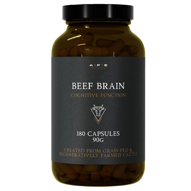 APE Nutrition Beef Brain Grass Fed - Desiccated Bovine Brain Capsules, Ancestral Supplement UK, Nose to Tail, 100% Grass Fed & Finished, No Antibiotics Hormones or GMOs, 180 500mg Capsules