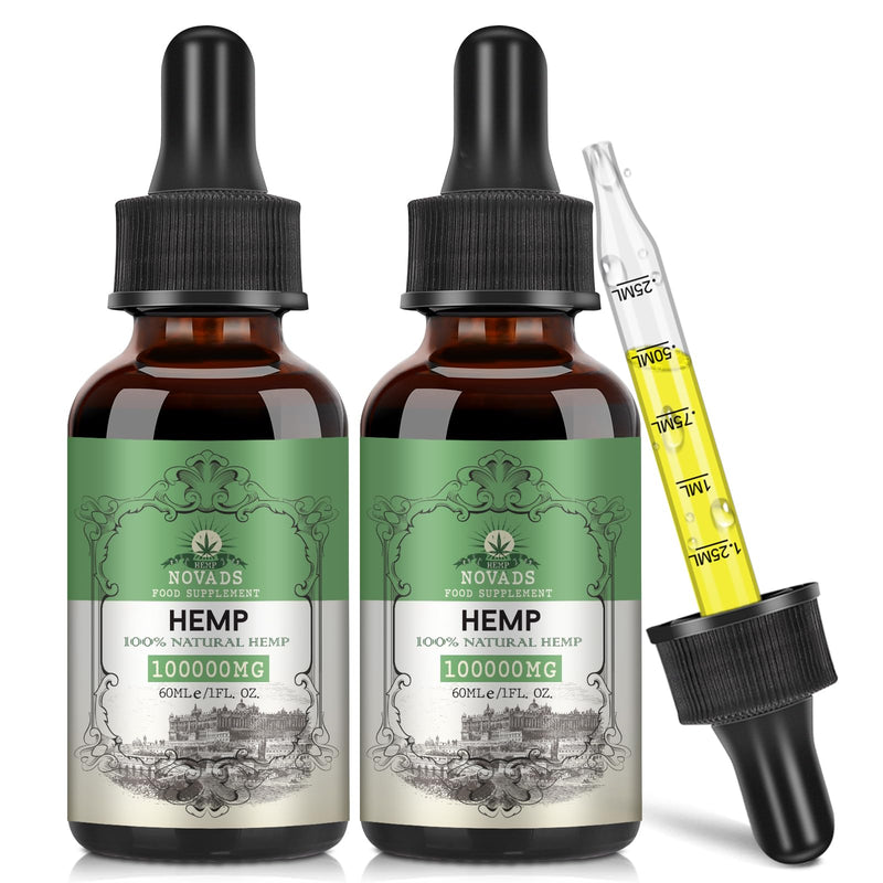 Premium Oil - 100000mg High Potency Natural Oil, Rich in Omega 3-6-9 and Vitamin C & E, Vegan, Enhanced Purity, 60ml (Pack of 2) 60 ml (Pack of 2)