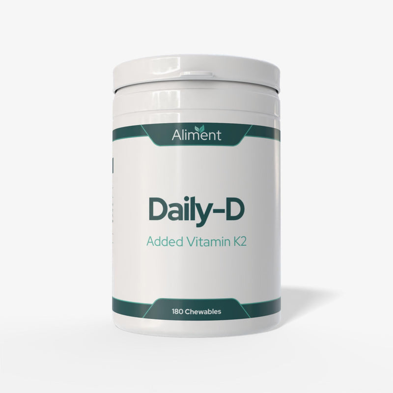 Aliment Daily-D Vitamin D3 1000IU + K2 Chewable Tablets - Blackcurrant Flavour - Immune, Bone & Muscle Support - Easy Daily Vitamin D Supplement - 180 Chewables 180 count (Pack of 1)